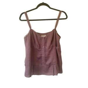 LOFT purple lace trimmed sleeveless blouse size 12